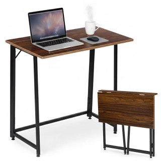 Biurko Komputerowe Składane 80x45 Cm Stolik Pod Laptopa Loft Ciemny Orzech Modernhome
