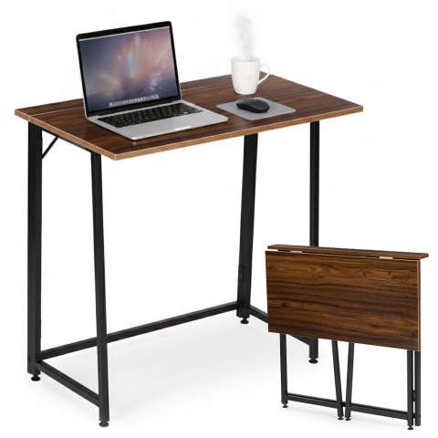 Biurko Komputerowe Składane 80x45 Cm Stolik Pod Laptopa Loft Ciemny Orzech Modernhome