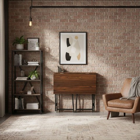Biurko Komputerowe Składane 80x45 Cm Stolik Pod Laptopa Loft Ciemny Orzech Modernhome