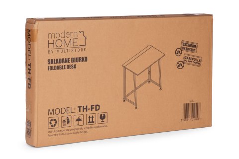 Biurko Komputerowe Składane 80x45 Cm Stolik Pod Laptopa Loft Ciemny Orzech Modernhome