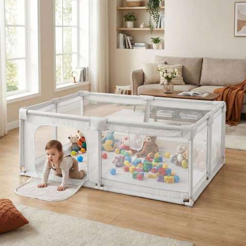 Kojec Dla Dziecka 180x160 Cm Suchy Basen Plac Zabaw Szary + Torba Ecotoys