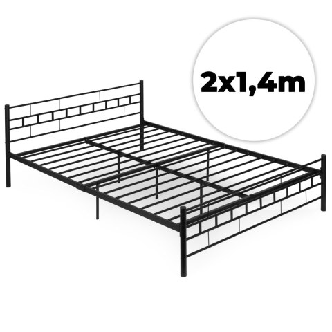 Łóżko Metalowe 140x200 Cm Ze Stelażem Czarna Rama Modernhome