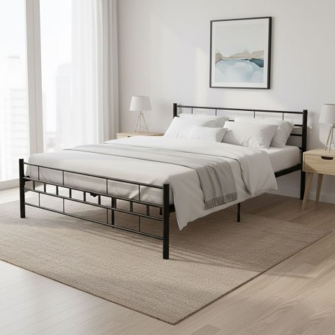 Łóżko Metalowe 140x200 Cm Ze Stelażem Czarna Rama Modernhome
