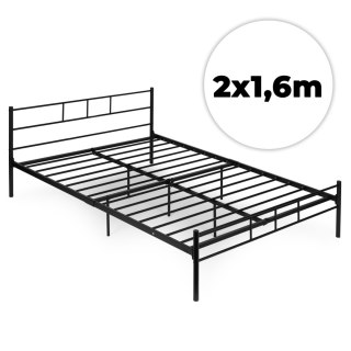 Łóżko Metalowe 160x200 Cm Ze Stelażem Czarna Rama Modernhome