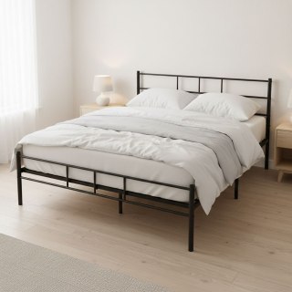 Łóżko Metalowe 160x200 Cm Ze Stelażem Czarna Rama Modernhome
