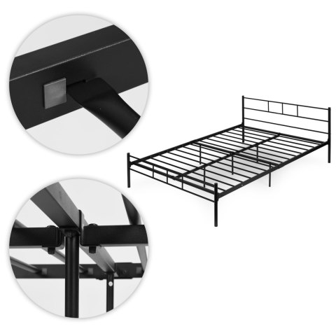 Łóżko Metalowe 160x200 Cm Ze Stelażem Czarna Rama Modernhome