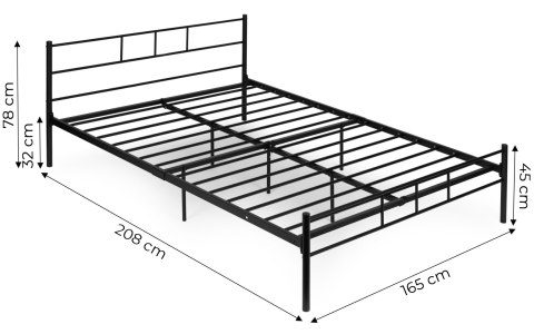 Łóżko Metalowe 160x200 Cm Ze Stelażem Czarna Rama Modernhome