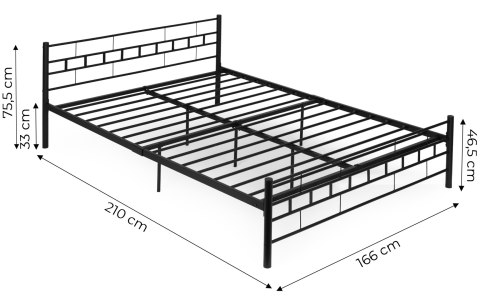 Łóżko Metalowe 160x200 Cm Ze Stelażem Czarna Rama Modernhome