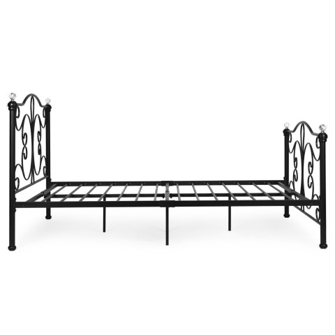 Łóżko Metalowe 160x200 Cm Ze Stelażem Czarna Rama Kryształy Modernhome