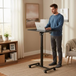 Mobilne Biurko Regulowane 70x48 Cm Stolik Pod Laptopa Regulacja Wysokości 71,5-112 Cm Czarne Modernhome