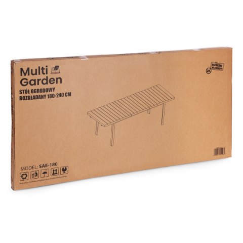 Stół Ogrodowy Rozkładany 180-240 Cm Do 12 Os. Stal Hdpe Czarny Multigarden