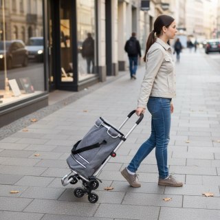 Wózek Na Zakupy Składany Torba 30 Litrów Potrójne Koła Kieszeń Termiczna Modernhome