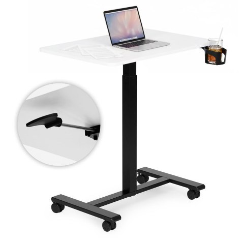 Mobilne biurko 70x48 cm stolik pod laptopa regulacja wysokości 71,5-112 cm biały blat ModernHome