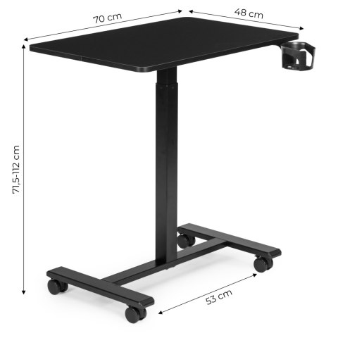 Mobilne biurko 70x48 cm stolik pod laptopa regulacja wysokości 71,5-112 cm czarny ModernHome