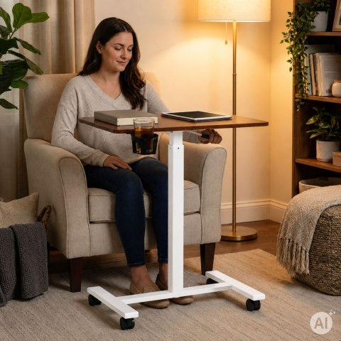 Mobilne biurko regulowane 70x48 cm stolik pod laptopa regulacja wysokości 71,5-112 cm ModernHome