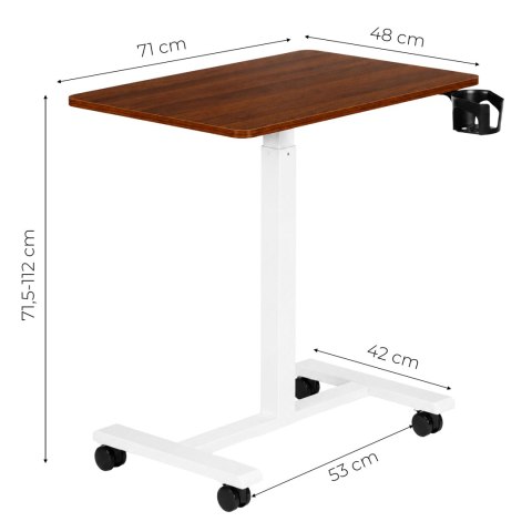 Mobilne biurko regulowane 70x48 cm stolik pod laptopa regulacja wysokości 71,5-112 cm ModernHome