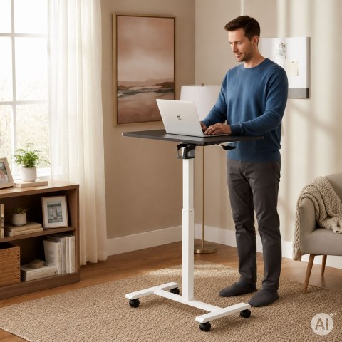 Mobilne biurko regulowane 70x48 cm stolik pod laptopa regulacja wysokości 71,5-112 cm ModernHome