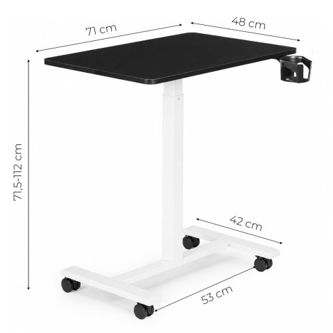 Mobilne biurko regulowane 70x48 cm stolik pod laptopa regulacja wysokości 71,5-112 cm ModernHome