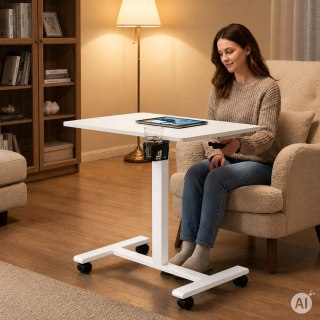 Mobilne biurko regulowane 70x48 cm stolik pod laptopa regulacja wysokości 71,5-112 cm ModernHome