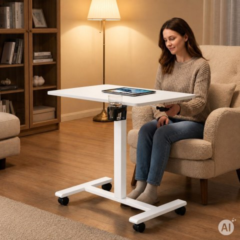 Mobilne biurko regulowane 70x48 cm stolik pod laptopa regulacja wysokości 71,5-112 cm ModernHome