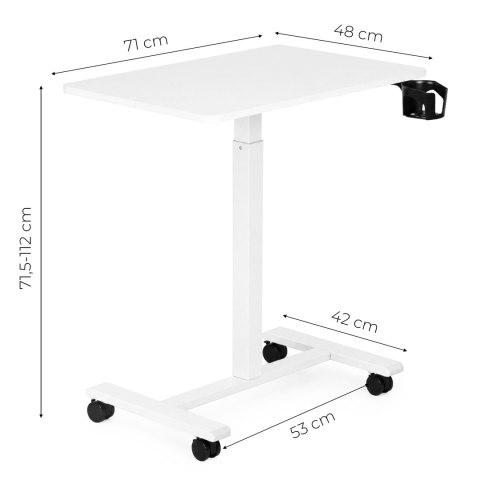 Mobilne biurko regulowane 70x48 cm stolik pod laptopa regulacja wysokości 71,5-112 cm ModernHome