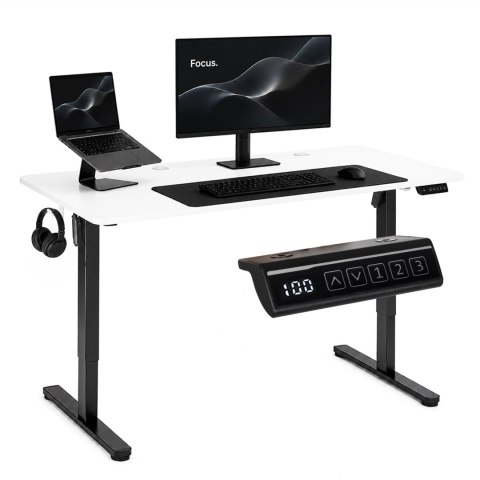 Biurko elektryczne 120x60 cm podnoszone regulacja wysokości 72-118 cm biały blat ModernHome