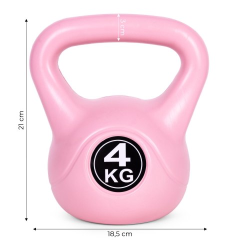 Kettlebell kettle 4 kg do ćwiczeń hantla kula odważnik obciążenie ciężar fitness różowy MOVEPRO