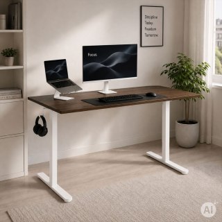 Stelaż biurka elektryczny regulacja wysokości 72-118 cm blat do 160 cm biały ModernHome