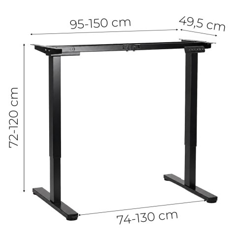 Stelaż biurka elektryczny regulacja wysokości 72-120 cm blat do 160 cm czarny ModernHome