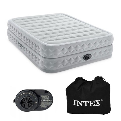 Duży materac dmuchany dwuosobowy 203x152x51 cm z wbudowaną pompką elektryczną łóżko INTEX 64490