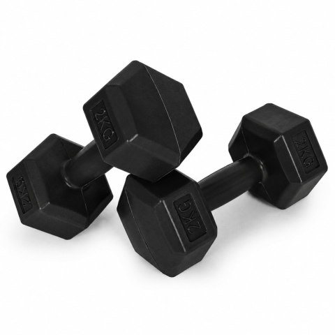 Hantle sześciokątne zestaw 2x2 kg ciężarki do ćwiczeń obciążniki fitness czarne MOVEPRO