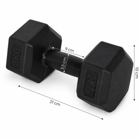 Hantle sześciokątne zestaw 2x2 kg ciężarki do ćwiczeń obciążniki fitness czarne MOVEPRO