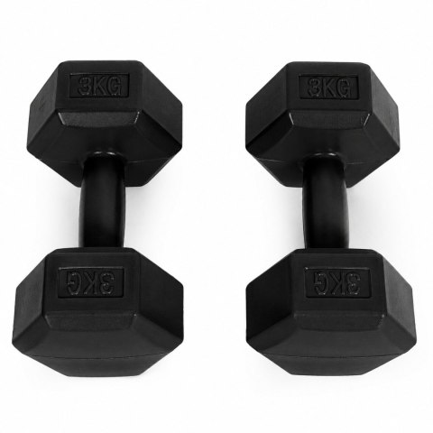 Hantle sześciokątne zestaw 2x3 kg ciężarki do ćwiczeń obciążniki fitness czarne MOVEPRO