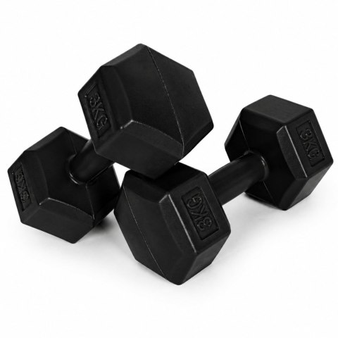 Hantle sześciokątne zestaw 2x3 kg ciężarki do ćwiczeń obciążniki fitness czarne MOVEPRO