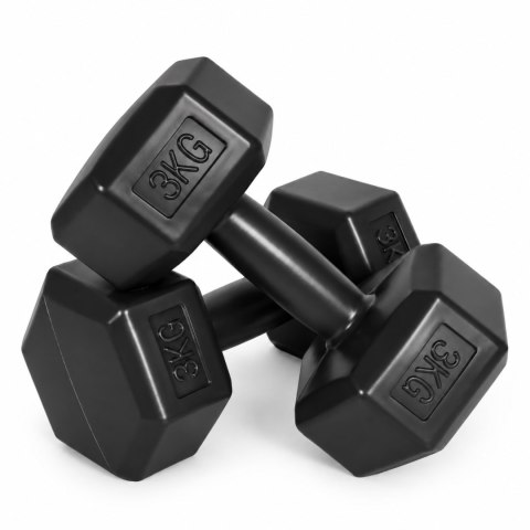 Hantle sześciokątne zestaw 2x3 kg ciężarki do ćwiczeń obciążniki fitness czarne MOVEPRO