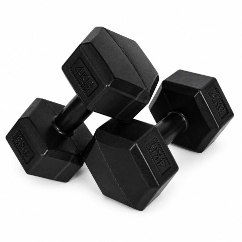 Hantle sześciokątne zestaw 2x4 kg ciężarki do ćwiczeń obciążniki fitness czarne MOVEPRO