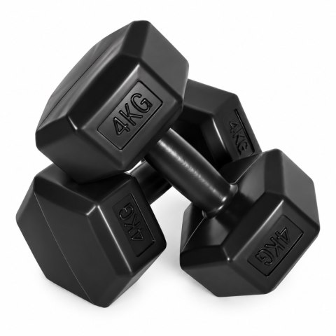 Hantle sześciokątne zestaw 2x4 kg ciężarki do ćwiczeń obciążniki fitness czarne MOVEPRO