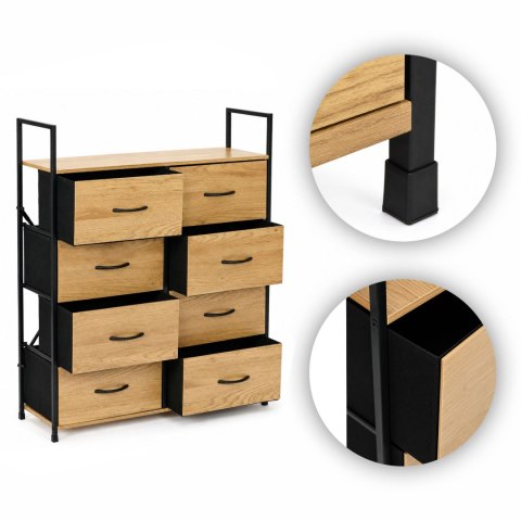 Szafka komoda 8 szuflad materiałowych 80 cm organizer tekstylny MDF loft ModernHome