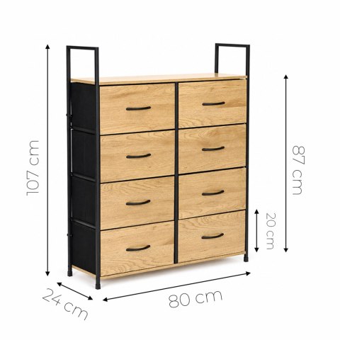 Szafka komoda 8 szuflad materiałowych 80 cm organizer tekstylny MDF loft ModernHome