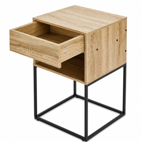 Szafka nocna z szufladą i półką stolik do sypialni salonu jasny dąb loftowy ModernHome