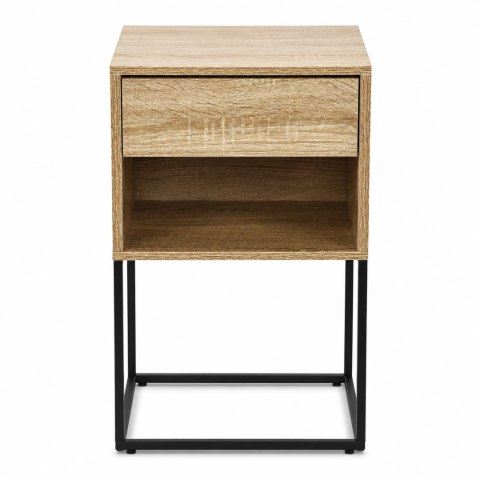 Szafka nocna z szufladą i półką stolik do sypialni salonu jasny dąb loftowy ModernHome