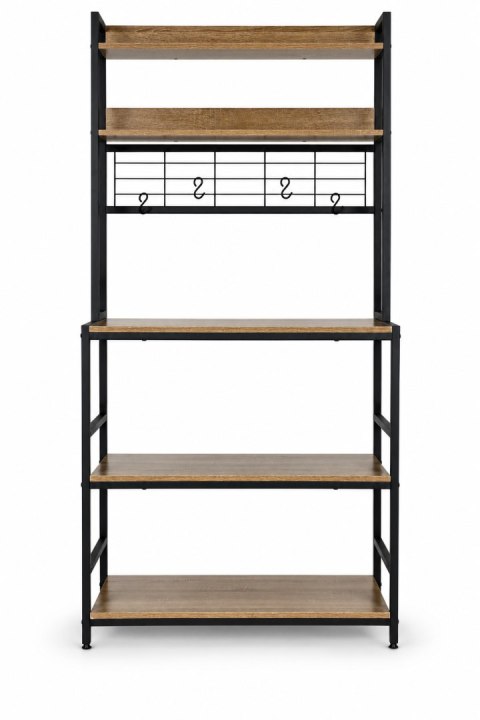 Regał kuchenny z półkamni stojak 84 cm 6 poziomów haczyki loft jasny dąb ModernHome