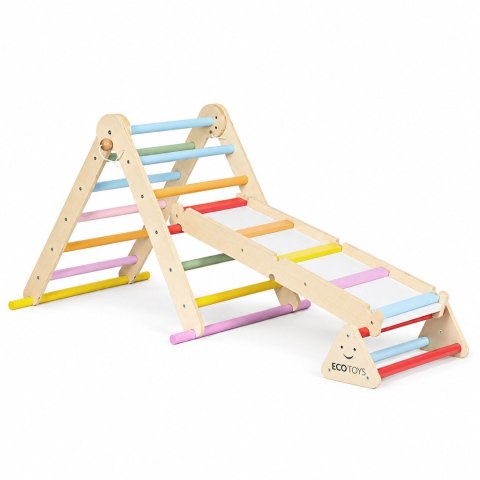 Drewniany plac zabaw dla dzieci zestaw wspinaczkowy Montessori drabinka równoważnia LUNA ECOTOYS