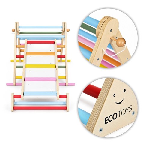 Drewniany plac zabaw dla dzieci zestaw wspinaczkowy Montessori drabinka równoważnia LUNA ECOTOYS
