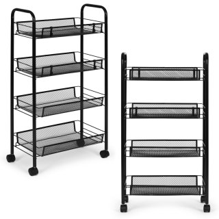 Metalowy regał mobliny organizer łazienkowy kuchenny z 4 półkami kółka czarny ModernHome