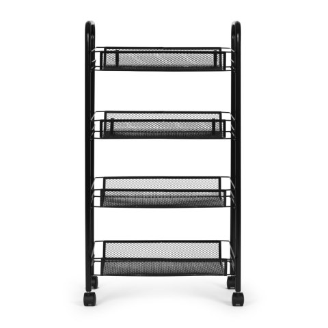 Metalowy regał mobliny organizer łazienkowy kuchenny z 4 półkami kółka czarny ModernHome