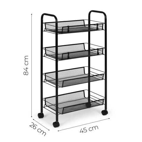 Metalowy regał mobliny organizer łazienkowy kuchenny z 4 półkami kółka czarny ModernHome