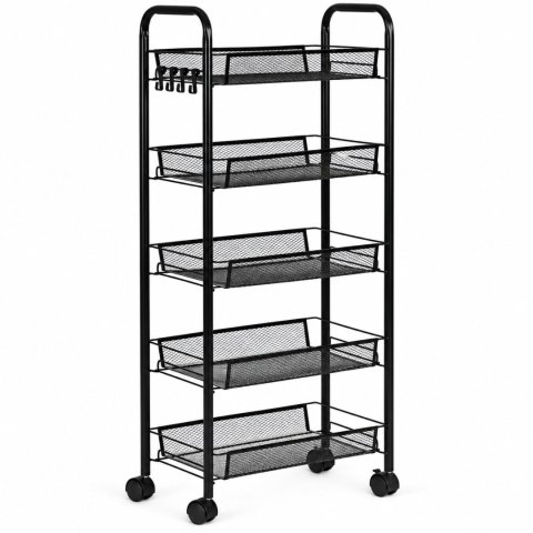 Metalowy regał mobliny organizer łazienkowy kuchenny z 5 półkami kółka czarny ModernHome