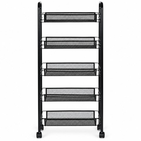Metalowy regał mobliny organizer łazienkowy kuchenny z 5 półkami kółka czarny ModernHome