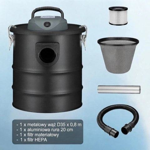 Przemysłowy odkurzacz kominkowy do pieca popiołu sadzy żaroodporny 15l 800W